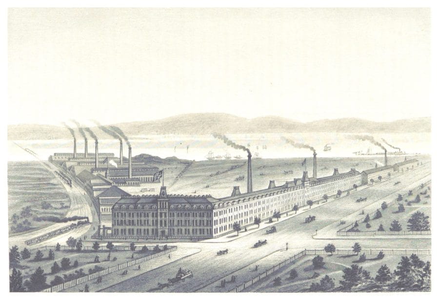 Singer Elizabethport factory in New Jersey, 1876