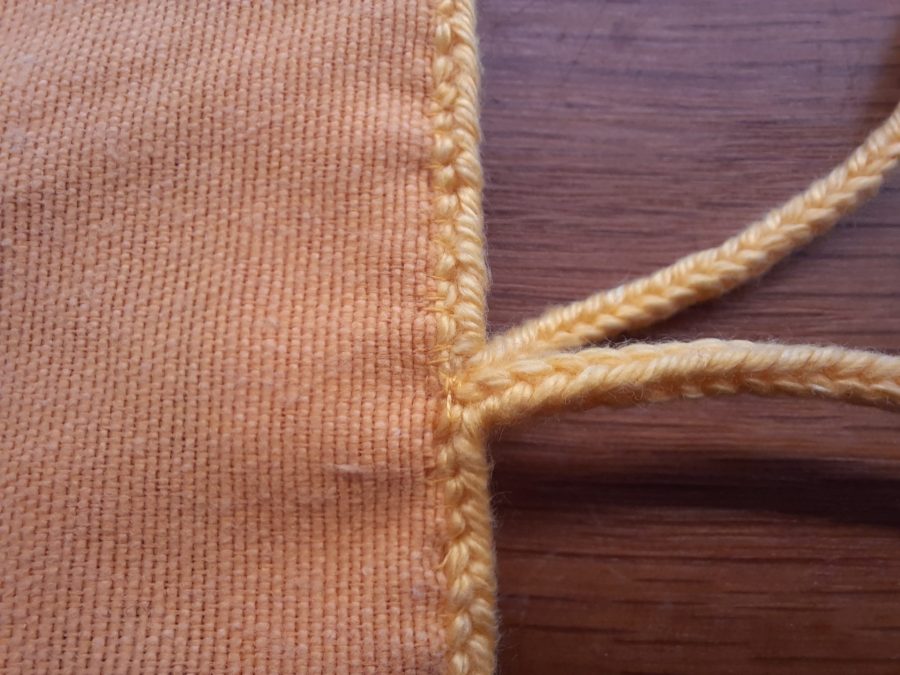 Brick stitch embroidered needle roll for Medieval reenactment