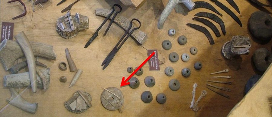 The display at Slagelse Museum where one of the disks from Trelleborg is displayed. Photo by Russell Scott