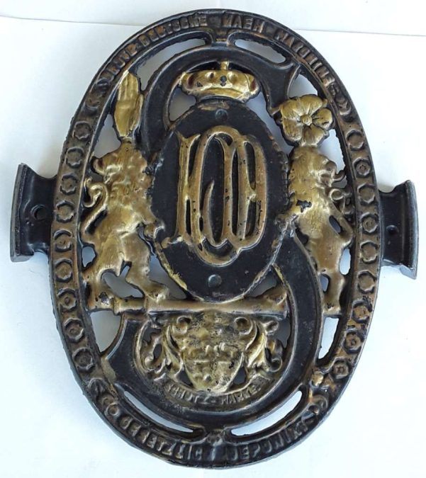 Emblem from the sewing machine base frame "L. O. Dietrich - Vesta" around 1900