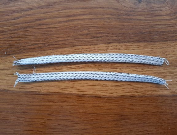 Making the ring straps for my embroidery project travel bag.