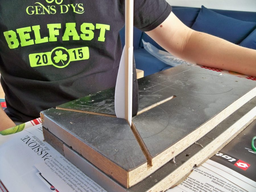 Our custom jig for arrows fletching