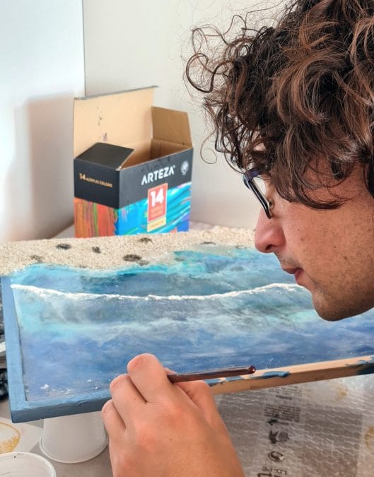 Making an epoxy resin beach: blending the frame