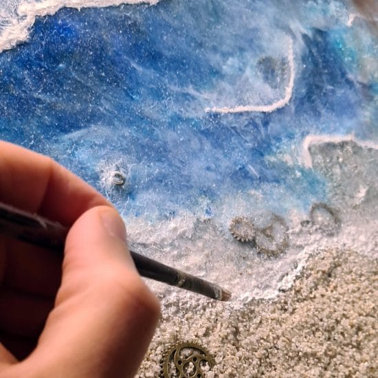 Making an epoxy resin beach: refinishing the sea foam
