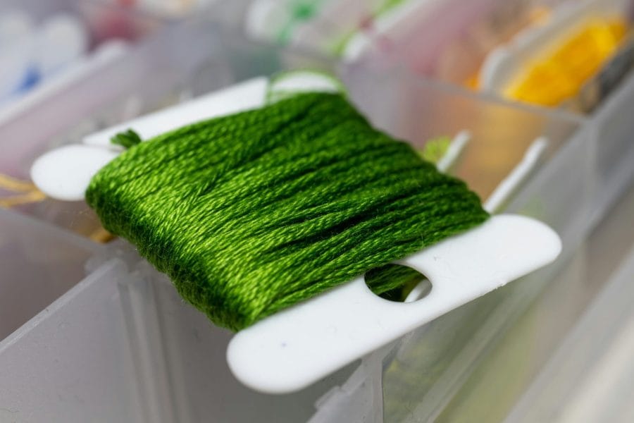 Green embroidery floss