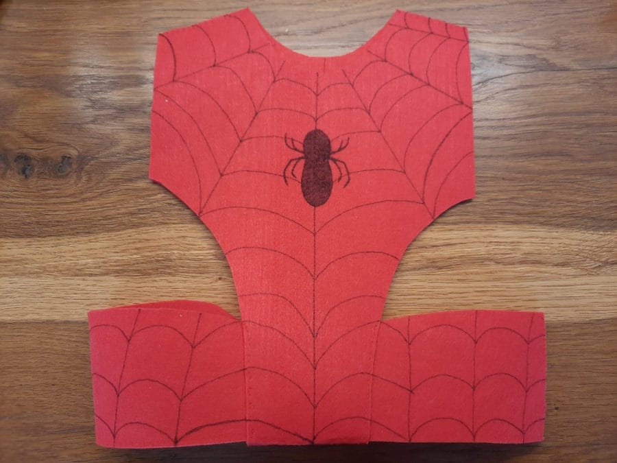 Spiderman costume, the red vest