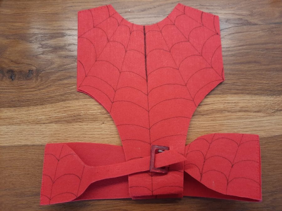 Spiderman costume, the red vest