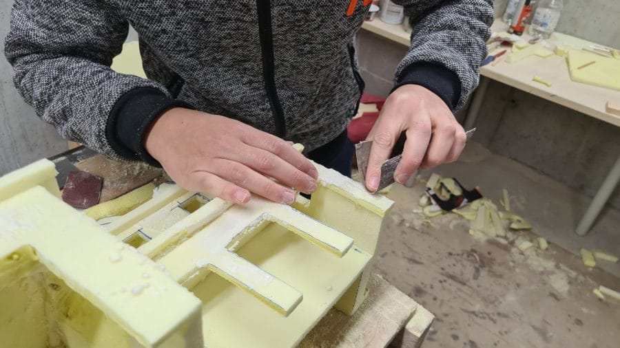 Making a Nativity diorama inside an antique steamer trunk: polishing surfaces