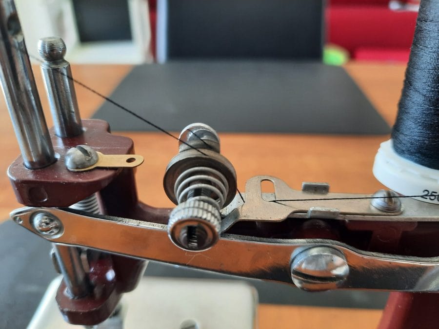 The threading of my Essex MK1 miniature sewing machine, step 3
