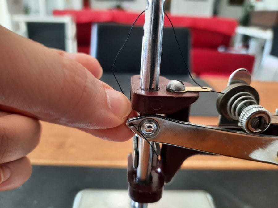 The threading of my Essex MK1 miniature sewing machine, step 6