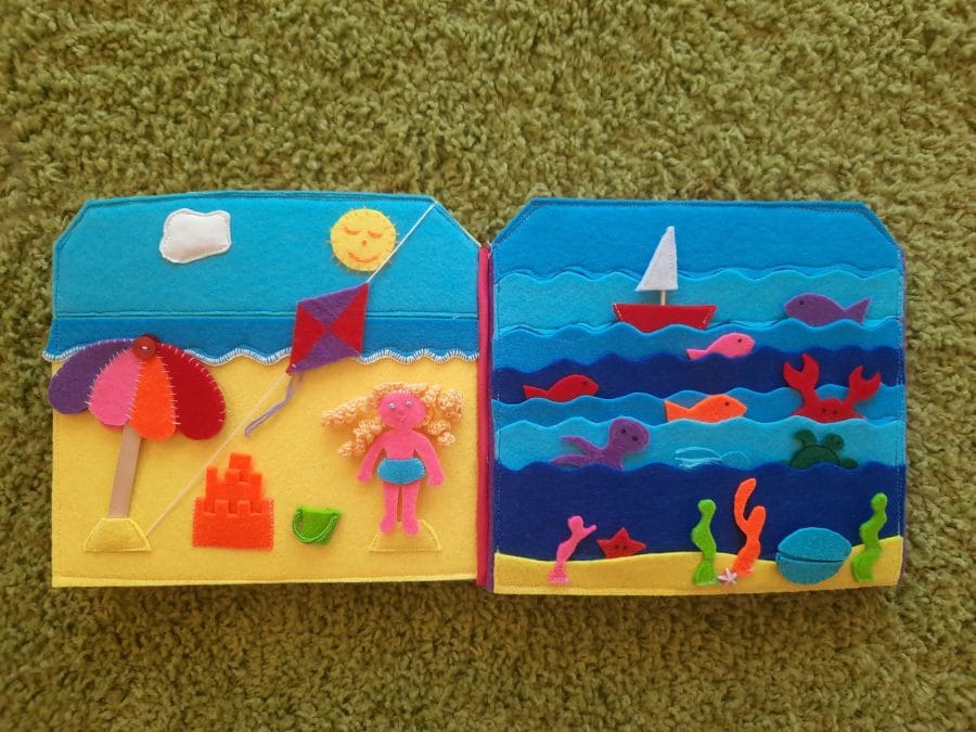 Felt busy book "Train to the seaside"