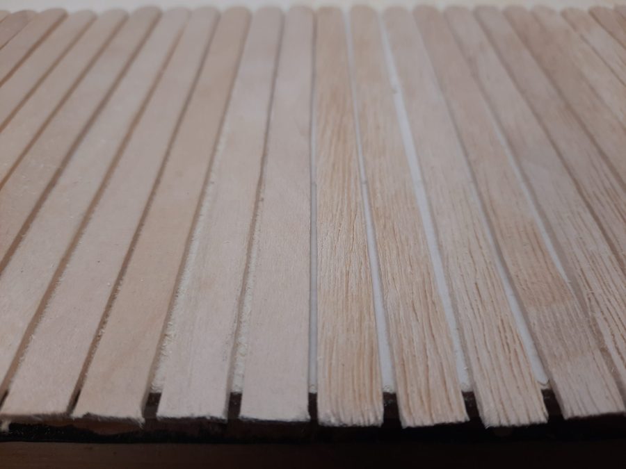 Making a Nativity diorama inside an antique steamer trunk: making a wooden roof out of popsicle sticks