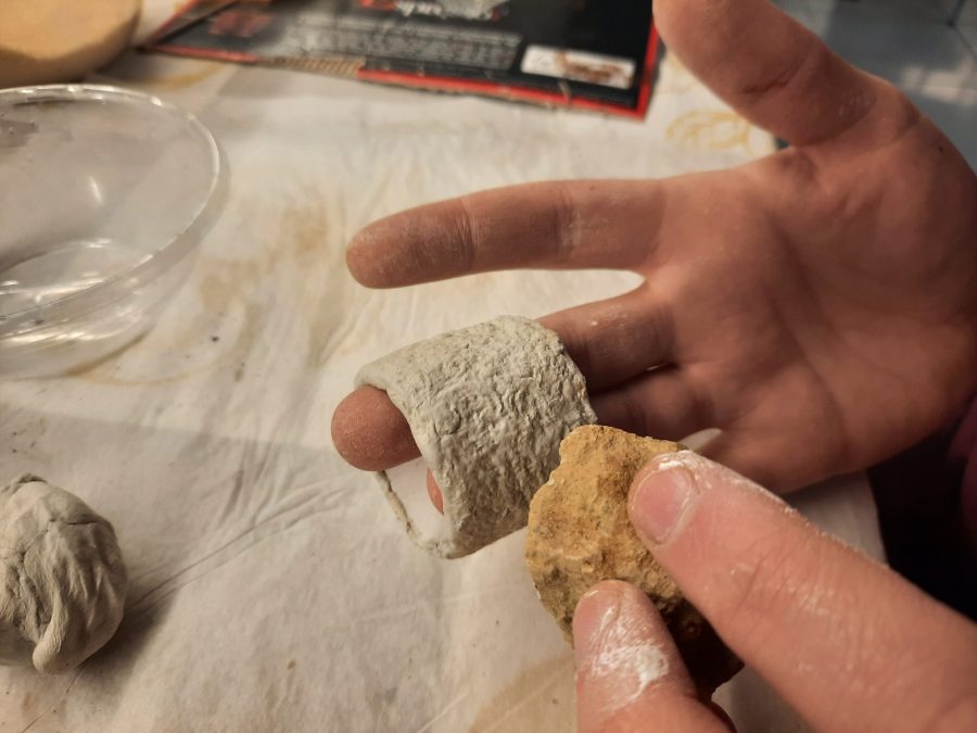 Making a Nativity diorama inside an antique steamer trunk: crafting the town well