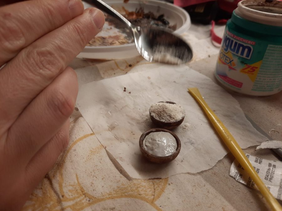 Making a Nativity diorama inside an antique steamer trunk: crafting kitchen items