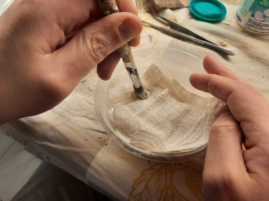 Making a Nativity diorama inside an antique steamer trunk: making furnishings for the upper floor bedroom