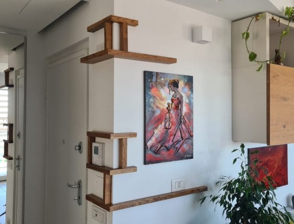 Our custom wall shelves mounted on the wall