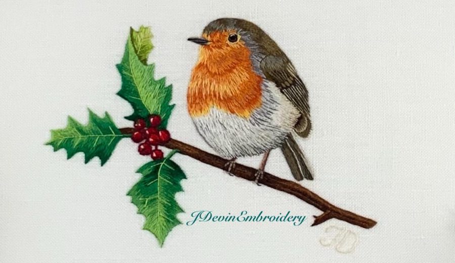 A needle painting work by Jessica Devin of JDevinEmbroidery