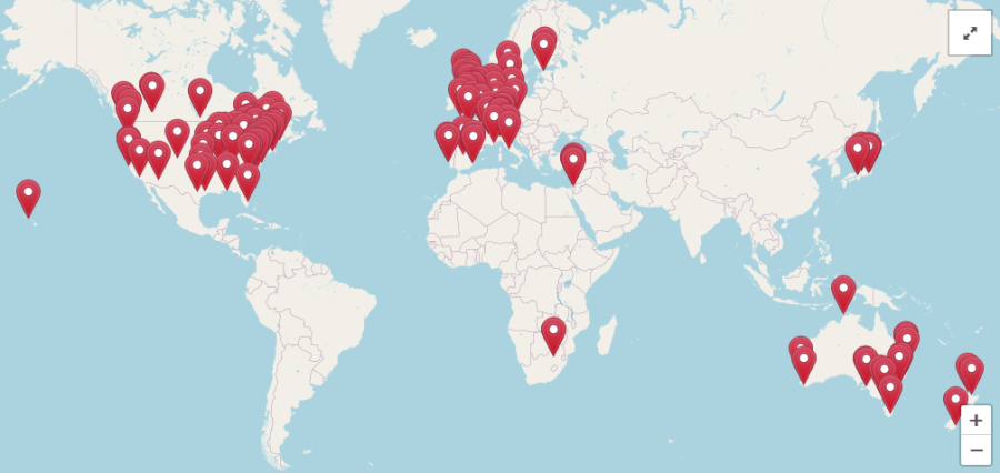 World map of embroidery shops