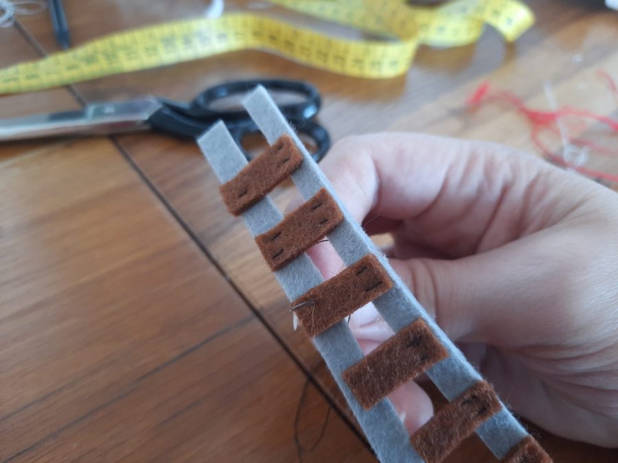 Making our felt bus book: the train tracks