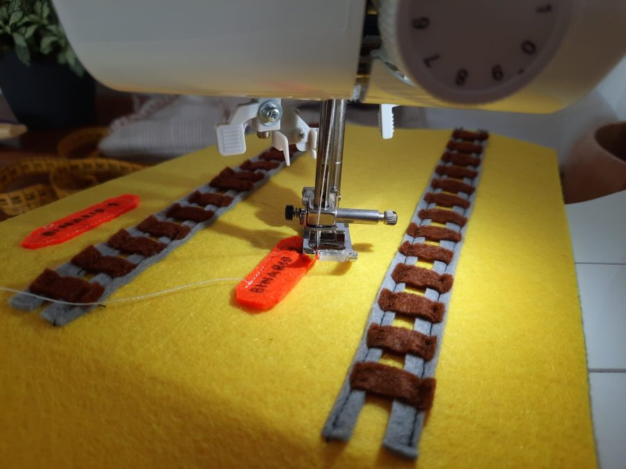Making our felt bus book: the train tracks