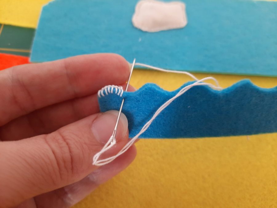 Making our felt bus book: the beach scene