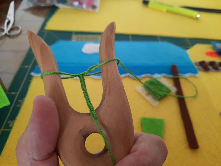 Making our felt bus book: the beach scene