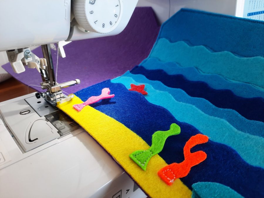 Making our felt bus book: the sea floor