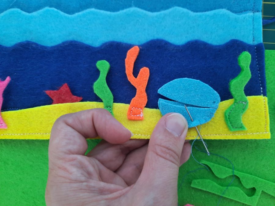 Making our felt bus book: the sea floor