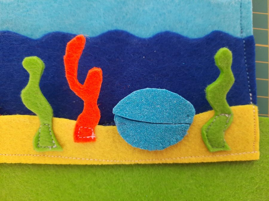 Making our felt bus book: the sea floor