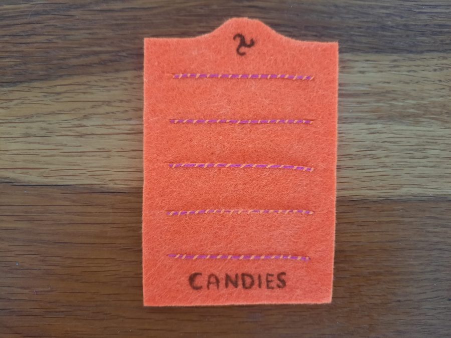 Making our felt bus book: the inside of the ice cream shop