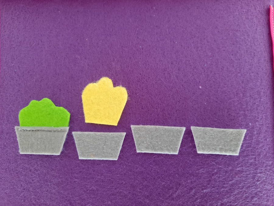 Making our felt bus book: the inside of the ice cream shop