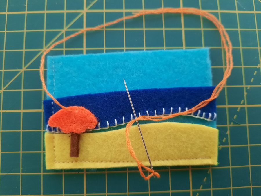 Making our felt bus book: the inside of the ice cream shop