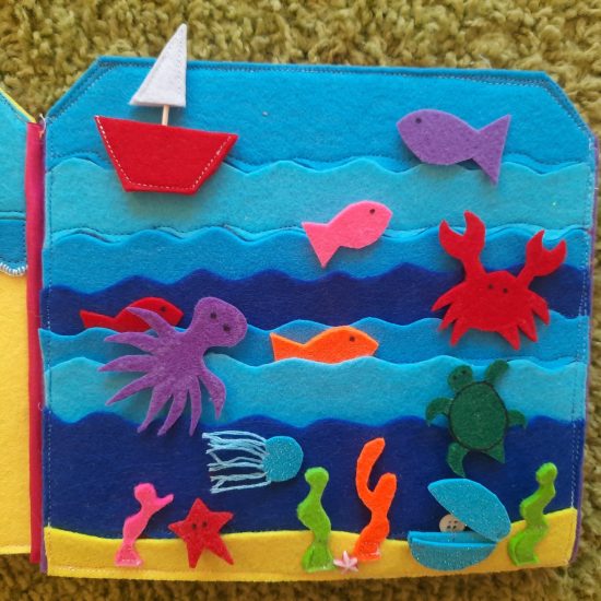 Making our felt bus book: the sea floor with its creatures
