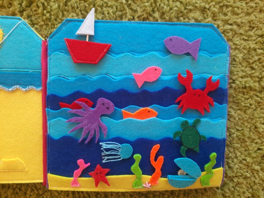 Making our felt bus book: the sea floor with its creatures