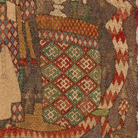 Embroidered Hanging, late 14th century, detail of the chosen pattern for the embroidered box. From the Met Cloisters. Object number 69.106