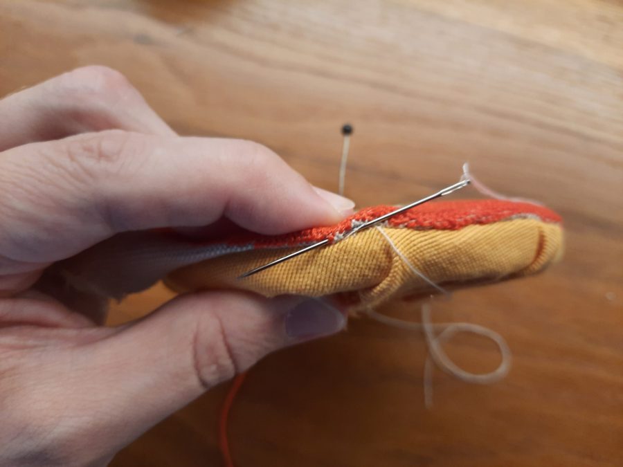 Lining the lid of my my German Brick Stitch embroidered box