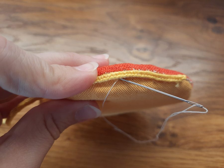 Lining the lid of my my German Brick Stitch embroidered box