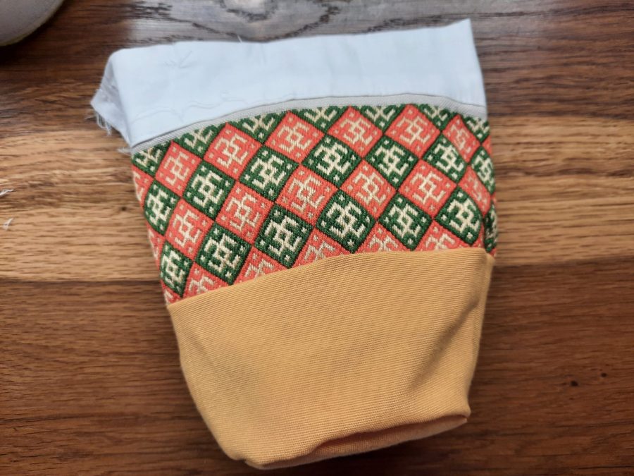 Lining the inside of my my German Brick Stitch embroidered box