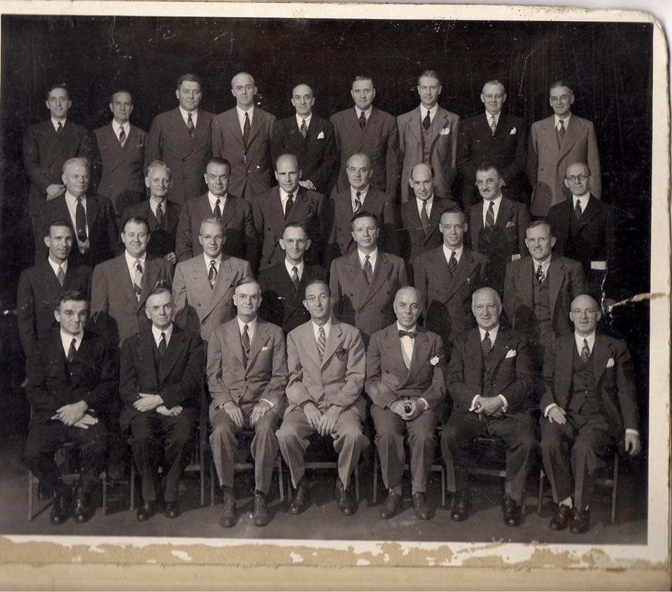 Lower front row on the left is Ken Meise's grandfather in a group photo of Singer employees