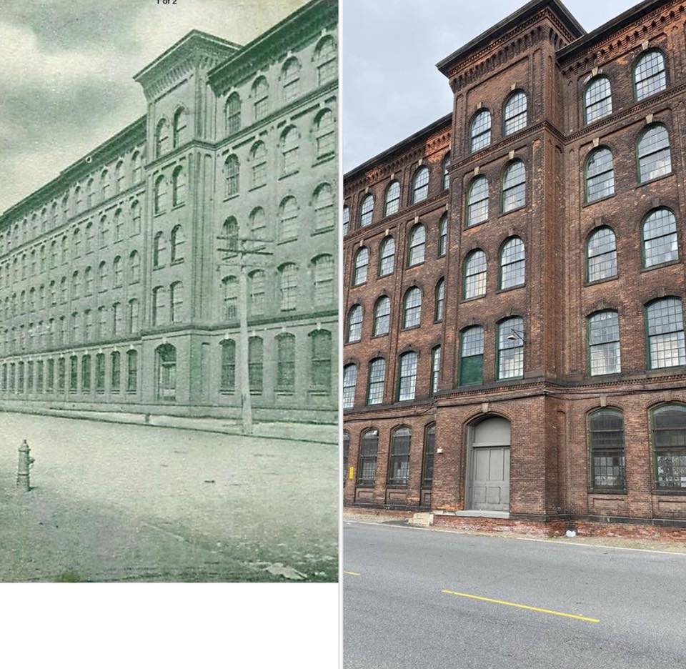 Ken Meise visited the Singer main building at Elizabethport a few times. Here's the comparison of an old photo with one Ken took on the same spot.