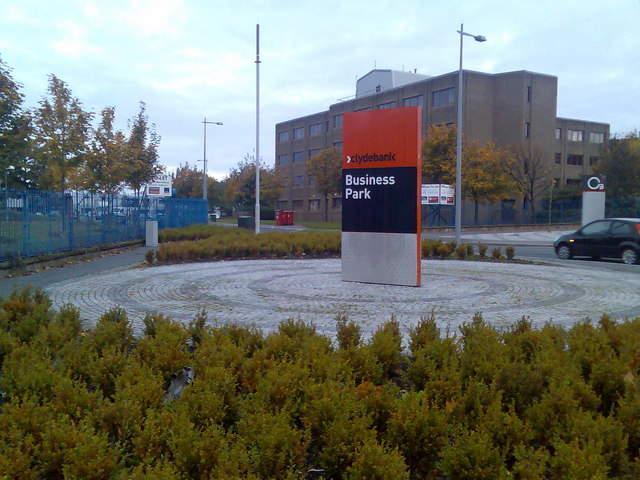 The Clydebank Business Park with Erskine House, one of the park's office buildings, in the background, 2007